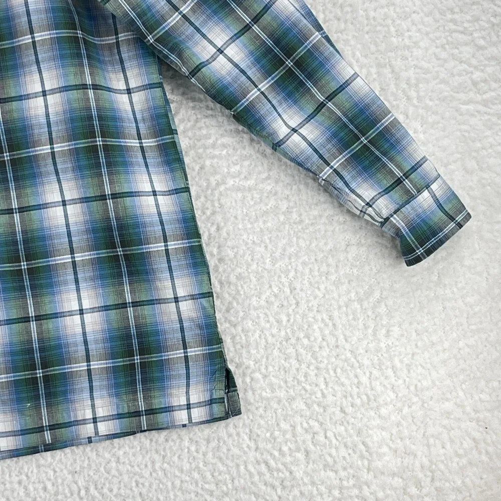 Ralph Lauren Green Blue Plaid Button-Down‎ Shirt Teen Boys Long Sleeve Size XL